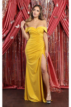 Load image into Gallery viewer, Off The Shoulder Bodycon Dress - MUSTARD / 4