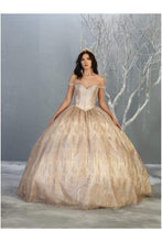 Load image into Gallery viewer, Off The Shoulder Glitter Ball Gown - ROSEGOLD / 4