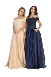 Off Shoulder Evening Gown with Pockets - LA1762