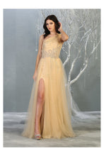 Load image into Gallery viewer, One Shoulder Formal Dress - LA7809 - Champagne/Gold - Dress LA Merchandise