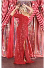 Load image into Gallery viewer, One Shoulder Sequined Dress - Red / 4