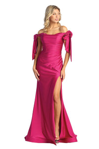 Sexy Off The Shoulder Evening Gown - LA1858 - Magenta - LA Merchandise