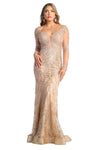 Load image into Gallery viewer, La Merchandise LA7937 Long Sleeve Plus Size Formal Evening MOB Dress - CHAMPAGNE - LA Merchandise