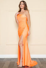 Load image into Gallery viewer, POLY 9132 Simple Single Dual Strap Prom Dress - ORANGE / XS
