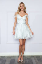 Load image into Gallery viewer, Poly USA 9198 Cold Shoulder Birdesmaids Short Dress - COLD ICE / XS