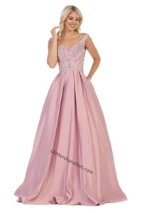 Prom Dress with side pockets - LA1632 - Mauve 16 - LA Merchandise