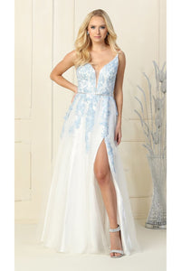 Simple Sexy Prom Gown - LA7908 - IVORY BABY BLUE - LA Merchandise