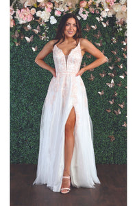 Simple Sexy Prom Gown - LA7908 - IVORY BLUSH - LA Merchandise