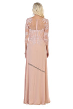 Load image into Gallery viewer, Quarter sleeve lace applique &amp; rhinestone long chiffon 