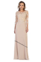 Load image into Gallery viewer, Quarter sleeve lace applique &amp; rhinestone long chiffon 