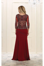 Load image into Gallery viewer, Quarter sleeve lace applique &amp; rhinestones georgette dress- 