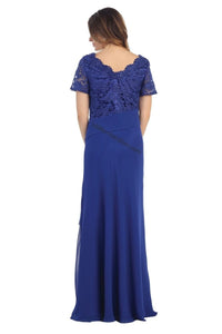 Quarter sleeve lace & sequins chiffon dress- MQ1229