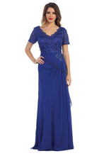 Load image into Gallery viewer, Quarter sleeve lace &amp; sequins chiffon dress- MQ1229 - 