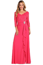 Load image into Gallery viewer, Quarter Sleeve Lace &amp; Sequins Ity Dress With Front Slit - 