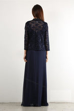 Load image into Gallery viewer, Quarter Sleeve Lace &amp; Sequins Long Chiffon Dress- LA1568GA