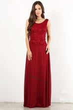 Load image into Gallery viewer, Quarter Sleeve Lace &amp; Sequins Long Chiffon Dress- LA1568GA -
