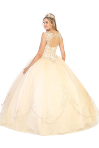 Quinceanera Ball Gown LA130 - Champagne/Gold / 14