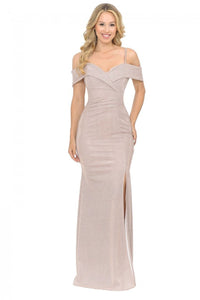 Shiny Off Shoulder Long Gown - LN5213 - BLUSH PINK - LA Merchandise