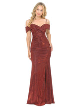 Load image into Gallery viewer, La Merchandise LN5213 Shiny Off Shoulder Long Stretchy Evening Gown - WINE - LA Merchandise