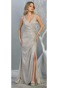 Sexy Metallic Prom Dress - LA1768 - CHAMPAGNE - LA Merchandise