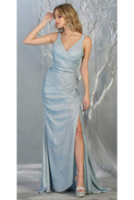 Load image into Gallery viewer, Red Carpet Metallic Formal Dress - DUSTY BLUE / 4