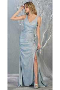 Sexy Metallic Prom Dress - LA1768 - DUSTY BLUE - LA Merchandise