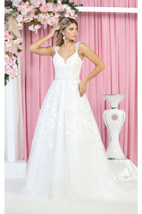 Royal Queen RQ7926 3D Floral Applique Wedding Destiation Ivory Gown - IVORY / 4