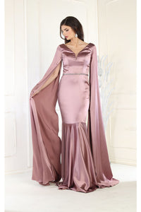 Royal Queen RQ7961 Mermaid Cape Sleeve Evening Gown