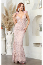 Load image into Gallery viewer, Royal Queen RQ7977 3D Floral Applique Spaghetti Straps Formal Dress - MAUVE / 4 - Dress