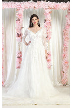 Load image into Gallery viewer, Royal Queen RQ7996 Long Sleeve Floral Bridal Gown - Dress