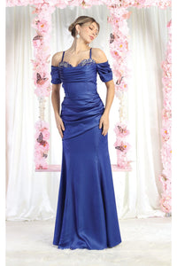 Royal Queen RQ8021 Cold Shoulder Sheath Prom Evening Gown - ROYAL BLUE / 4 - Dress