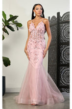Load image into Gallery viewer, Royal Queen RQ8030 Embellished Mermaid 3D Floral Allpique Prom Dress - BLUSH / 4 - Dress