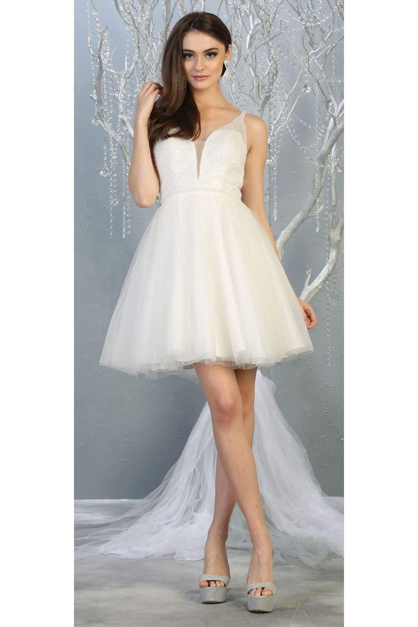Semi Formal Embellished Dress - IVORY / 4