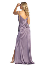 Load image into Gallery viewer, Sexy High Slit Satin V-neckline Prom Dress