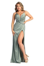Load image into Gallery viewer, Sexy High Slit Satin Dress - LA1927 - Sage - LA Merchandise