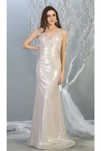 Load image into Gallery viewer, Sexy Metallic Long Prom Dress with Exposed Back - LA7838 - 