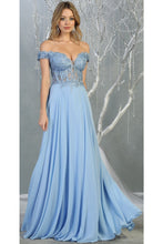 Load image into Gallery viewer, Sexy Off Shoulder Long Dress - LA1714 - PERRY BLUE / 4