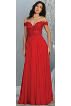 Load image into Gallery viewer, Sexy Off Shoulder Long Dress - LA1714 - RED / 4