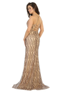 Spaghetti Straps sequins long mesh dress- LA1689