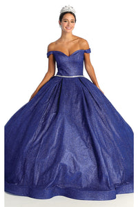 La Merchandise LA176 Glitter Off the Shoulder Quinceanera Ball Gown - ROYAL BLUE - LA Merchandise