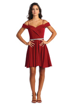 Load image into Gallery viewer, Short Cold Shoulder Dress - LA1916 - BURGUNDY - LA Merchandise