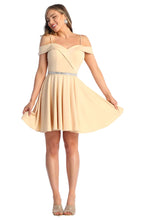 Load image into Gallery viewer, Short Cold Shoulder Dress - LA1916 - CHAMPAGNE - LA Merchandise