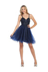Load image into Gallery viewer, La Merchandise LA1693 Short Spaghetti Strap Homecoming Pageant Dress - NAVY - LA Merchandise