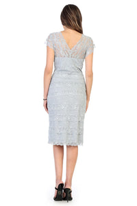 LA Merchandise LA974 Lace Stretch Short Sleeve Mother of Bride Dress - - LA Merchandise