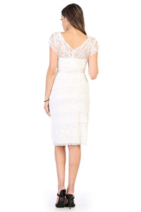 LA Merchandise LA974 V Neck Stretch Short Sleeve Mother of Bride Dress