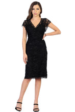 Load image into Gallery viewer, LA Merchandise LA974 V Neck Stretch Short Sleeve Mother of Bride Dress