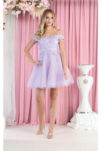 Short Off Shoulder Dress - Lilac / 4