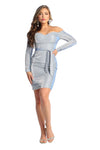 Load image into Gallery viewer, La Merchandise LA1918 Short Sexy Fitted Off Shoulder Cocktail Dress - DUSTY BLUE - LA Merchandise