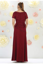 Load image into Gallery viewer, Short sleeve embroidered &amp; rhinestone chiffon dress- LA1427 - - LA Merchandise