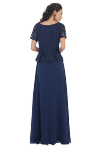 Short sleeve embroidered & rhinestone chiffon dress- LA1427 - - LA Merchandise